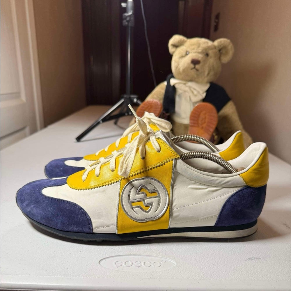 Gucci Interlocking G Logo Leather Sneakers White Sneakers Shoes Sz 11.5 No box - Picture 11 of 12